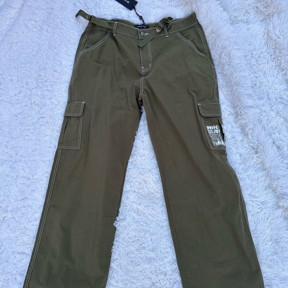 White Fox Olive Cargo Pants